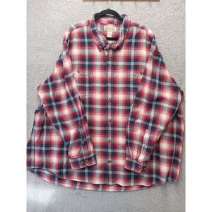 Duluth Trading Co Men's Flannel Shirt Red Plaid‎ 4XL Button Front Everyday Cozy